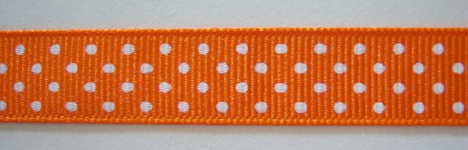 Orange/White Dot 5/8" Grosgrain Ribbon