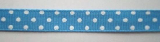 Copen Blue/White Dot 3/8" Grosgrain Ribbon