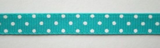 Tropic/White Dot 3/8" Grosgrain Ribbon