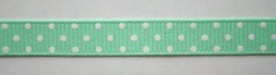 Mint/White Dot 3/8" Grosgrain Ribbon