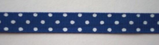 Century Blue/White Dot 3/8" Grosgrain Ribbon