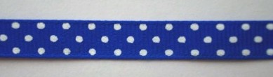 Electric Blue/White Dot 3/8" Grosgrain Ribbon