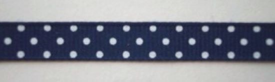 Lt. Navy/White Dot 3/8" Grosgrain Ribbon