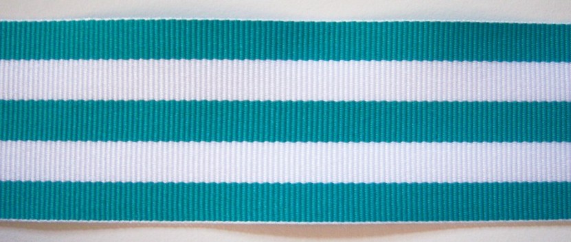 Turquoise/White 1 1/2" Grosgrain Ribbon