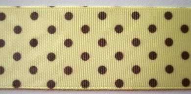 Banana/Brown Dot 1 1/2" Grosgrain Ribbon