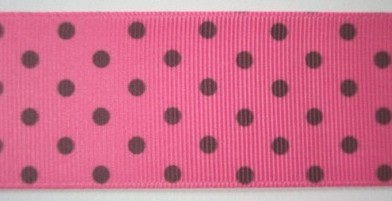 Coral/Brown Dot 1 1/2" Grosgrain Ribbon