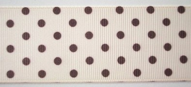 Ivory/Brown Dot 1 1/2" Grosgrain Ribbon