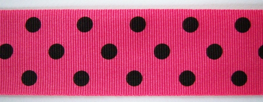 Shocking Pink/Black 1 1/2" Grosgrain Ribbon