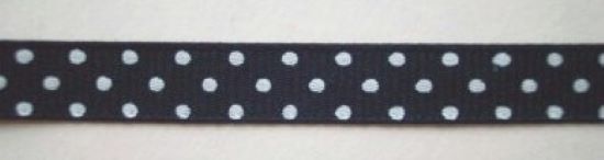 Navy Blue/White Dot 3/8" Grosgrain Ribbon