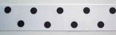 White/Black Dot 7/8" Grosgrain Ribbon