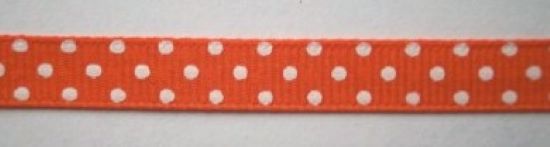 Torrid Orange/White Dot 3/8" Grosgrain Ribbon