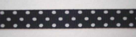 Black/White Dot 3/8" Grosgrain Ribbon