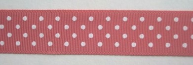 Dusty Rose/White Dot 5/8" Grosgrain Ribbon