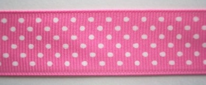 Hot Pink/White Dot 7/8" Grosgrain Ribbon