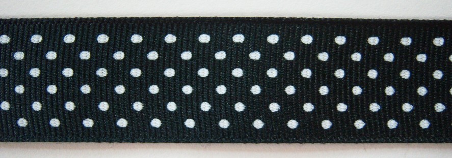 Black/White Dot 7/8" Grosgrain Ribbon
