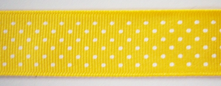 Lemon/White Dot 7/8" Grosgrain Ribbon