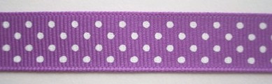Lavender/White Dot 5/8" Grosgrain Ribbon