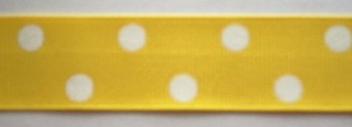 Lemon/White Dot 7/8" Grosgrain Ribbon