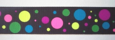 Black Multi Dot 7/8" Grosgrain Ribbon