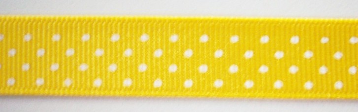 Lemon/White Dot 5/8" Grosgrain Ribbon