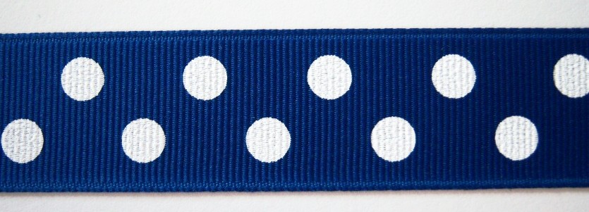 Yale Blue/White Dot 7/8" Grosgrain Ribbon