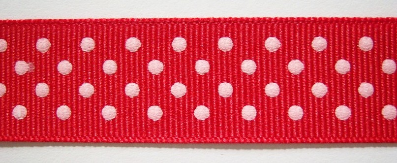 Red/White Dot 7/8" Grosgrain Ribbon