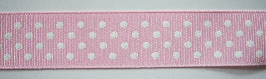 Pink/White Dot Poly 1" Grosgrain Ribbon