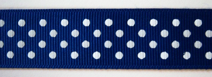 Century Blue/White Dot 7/8" Grosgrain Ribbon