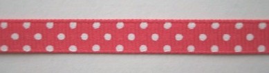 Mango/White Dot 3/8" Grosgrain Ribbon