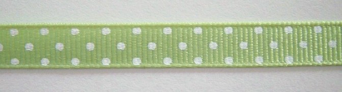 Lime Juice/White Dot 3/8" Grosgrain Ribbon