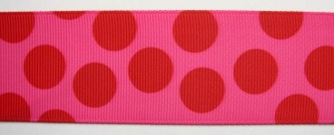 Shocking/Red Dot 1 1/2" Grosgrain Ribbon