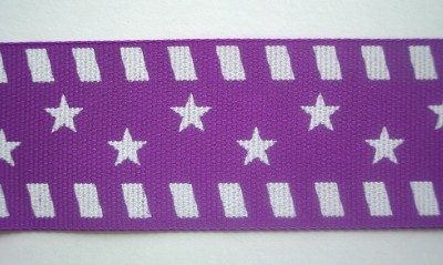 Grape/White Stars 1 1/2" Grosgrain Ribbon