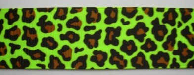 Neon Yellow Leopard 1 1/2" Grosgrain Ribbon