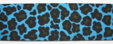 Turquoise Leopard 1 1/2" Grosgrain Ribbon