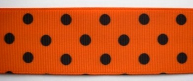Pumpkin/Black Dot 1 1/2" Grosgrain Ribbon