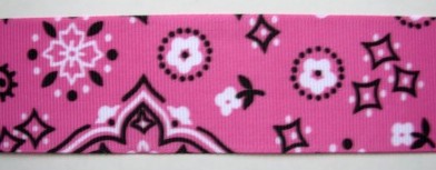 Hot Pink/Black/White 1 1/2" Grosgrain Ribbon