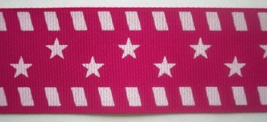 Magenta/White Stars 1 1/2" Grosgrain Ribbon