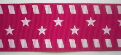 Magenta/White Stars 1 1/2" Grosgrain