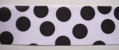White/Black Dot 1 1/2" Grosgrain Ribbon