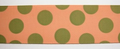 Peach/Fern Dot 1 1/2" Grosgrain Ribbon