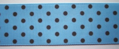 Blue/Brown Dot 1 1/2" Grosgrain Ribbon