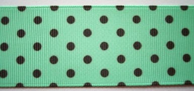 Nile/Brown Dot 1 1/2" Grosgrain Ribbon