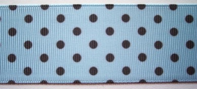 Lt Blue/Brown Dot 1 1/2" Grosgrain Ribbon