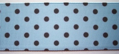 Light Blue/Brown Dot 1 1/2" Grosgrain Ribbon