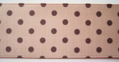 Tan/Brown Dot 1 1/2" Grosgrain Ribbon