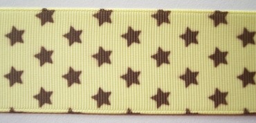 Banana/Brown Stars 1 1/2" Grosgrain Ribbon