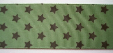 Moss/Brown Stars 1 1/2" Grosgrain Ribbon