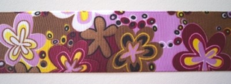 Lavender/Moss Floral 1 1/2" Grosgrain Ribbon