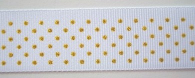 White/Gold 7/8" Grosgrain