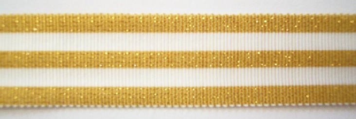Bone/Gold/Bone Metallic 1" Ribbon